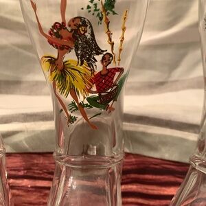 bundle Vintage glass boot shaped gold rim beer glass